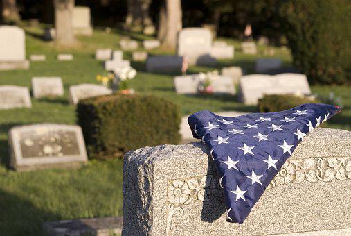 Veteran Headstone with flag